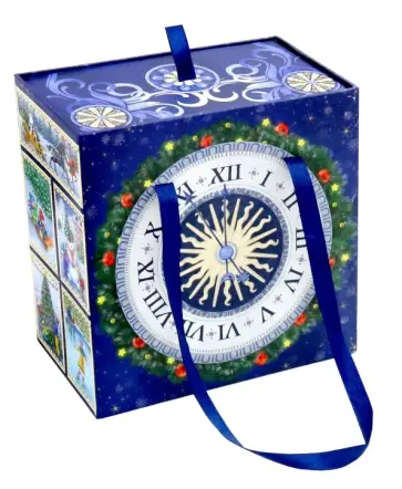 Коробка подарочная  "Новогодние часы" 16х16х8 см (78462) обложка книги