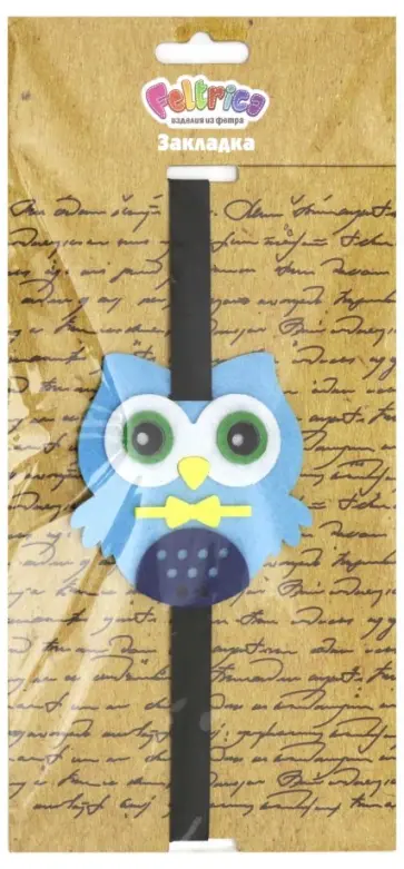 Закладка из фетра на резинке "Сова голубая" обложка книги