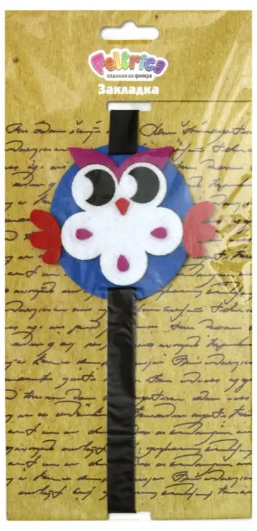 Закладка из фетра на резинке "Сова синяя" обложка книги