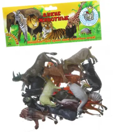 Набор животных "Дикие и домашние животные" 18 штук (ВВ1613) обложка книги