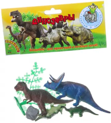Набор животных "Динозавры" 4 штуки + деревце (ВВ1619) обложка книги