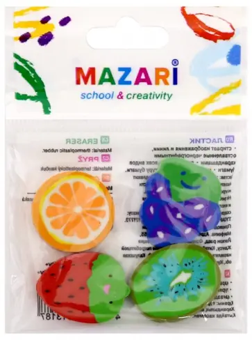 Набор ластиков "Fruity" (4 штуки, в ассортименте) (M-6775) обложка книги