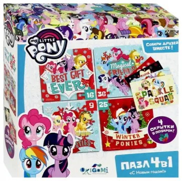 My Little Pony. Набор пазлов 4в1 "Морозные приключения" (+ окрытки) (04320) обложка книги