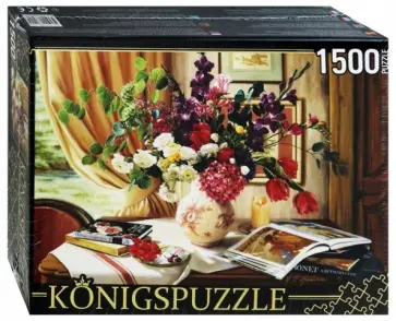 Puzzle-1500 "ЦВЕТОЧНЫЙ НАТЮРМОРТ" (АЛК1500-8492) обложка книги