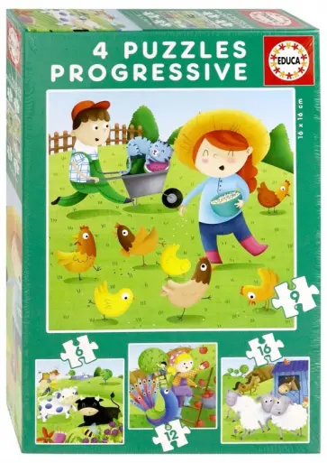 Пазл 4 в 1 "Животные на ферме" (6, 9, 12, 16 деталей) (17145) обложка книги