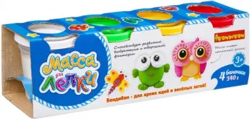 Масса для лепки Bondibon (4 баночки, 340 г) (ВВ3304) обложка книги