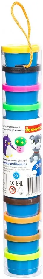 Масса для лепки Bondibon (12 баночек, 340 г) (ВВ3309) обложка книги