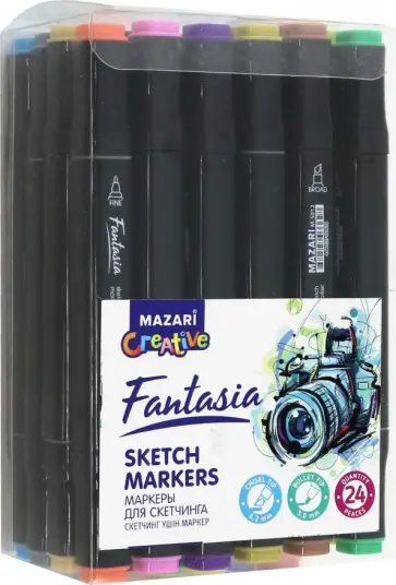 Маркеры 24 цвета для скетчинга двусторонние (M-5012- 24C) обложка книги