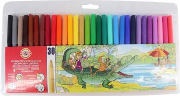 Фломастеры 30 цветов Zoo, смываемые, вентилируемый колпачок обложка книги