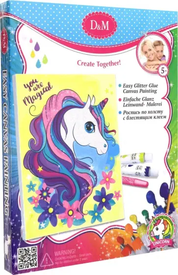 Набор для росписи по холсту с блестками "Единорог" (69620) обложка книги