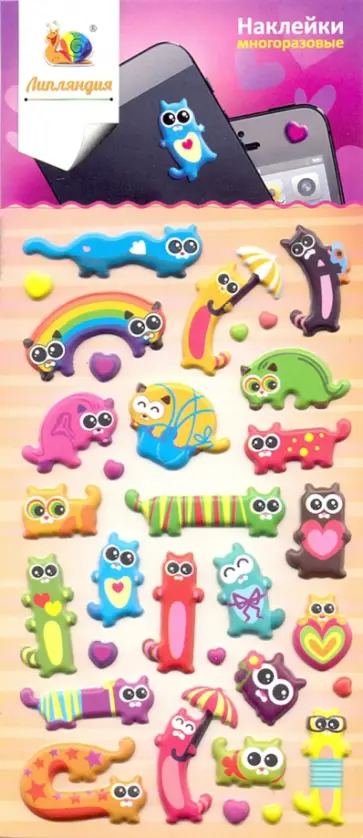 Набор зефирных наклеек "Кошки 2" обложка книги