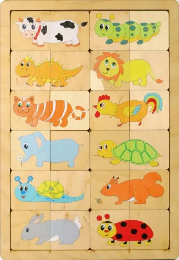 Игра-пазл развивающая деревянная Веселые половинки обложка книги