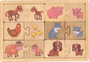 Игра-пазл развивающая деревянная "Мама и малыш" (00738) обложка книги