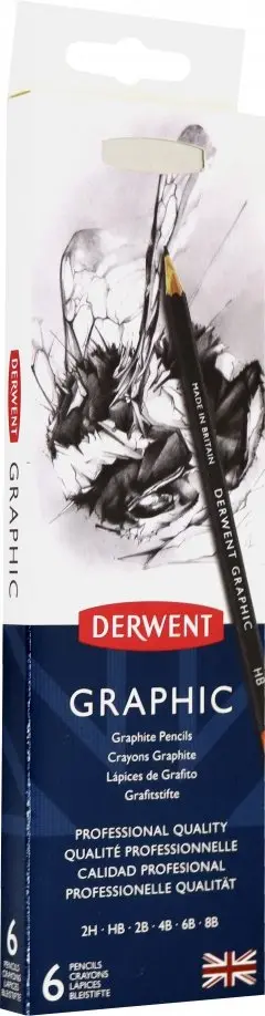 Набор чернографитных карандашей Graphic с точилкой,  6 штук обложка книги