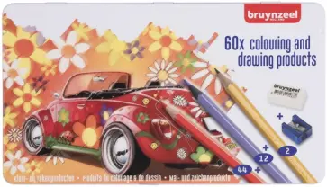 Карандаши цветные "Машина" (58 цветов, ластик, точилка, металлическая коробка) обложка книги