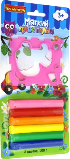 Мягкий пластилин (6 цветов, с формочкой) (ST-100-6+M/ВВ1809) обложка книги