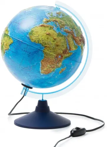 Интерактивный глобус Земли физико-политический (d=250, рельефный, с подсветкой) (INT12500286) обложка книги