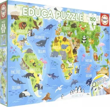 Пазл-150 "Животные. Карта мира" (18115) обложка книги