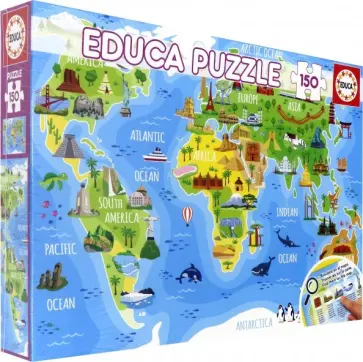 Пазл-150 Достопримечательности. Карта мира (18116) обложка книги