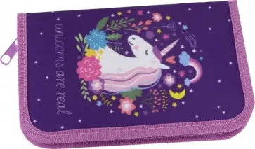 Пенал 1 отделение с откидной планкой СКАЗОЧНЫЙ ЕДИНОРОГ ткань (ПН-1958) обложка книги