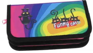 Пенал 2 отделения ЧЕРНЫЕ КОТИКИ ткань (ПН-2033) обложка книги