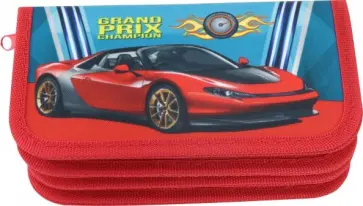 Пенал 3 отделение КРАСНЫЙ СПОРТКАР-2 ткань (ПН-5945) обложка книги