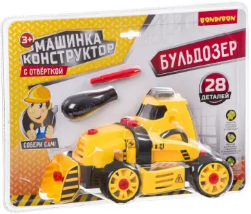 Машинка-конструктор с отверткой "Бульдозер" (28 деталей) (ВВ3381) обложка книги