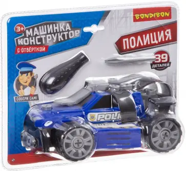 Машинка-конструктор с отверткой "Полиция" (ВВ3382) обложка книги