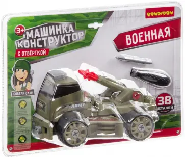 Машинка-конструктор с отверткой "Военная" (ВВ3384) обложка книги