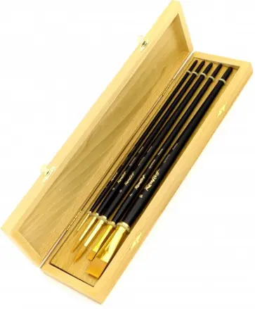 Подарочный набор кистей №3, в шкатулке (5 штук, синтетика) обложка книги