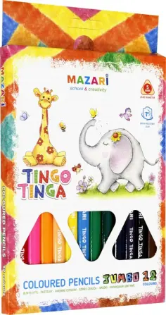 Карандаши цветные "Jumbo TINGO TINGA" (12 цветов, трехгранные) (M-6140-12) обложка книги