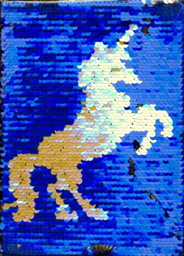 Блокнот с пайетками "Единорог" синий обложка книги