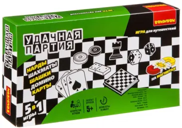 Игры 5 в 1 "Домино. Нарды. Шахматы. Карты. Шашки" (9841А/ВВ0683) обложка книги