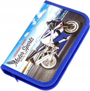 Пенал 1 отделение с откидной планкой "БЕЛО-СИНИЙ МОТОЦИКЛ" (ПН-5890) обложка книги