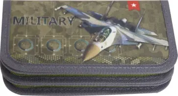 Пенал 2 отделения ВОЕННЫЙ САМОЛЕТ ткань (ПН-2039) обложка книги