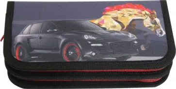 Пенал 2 отделения ЛОШАДЬ И АВТО ткань (ПН-2038) обложка книги