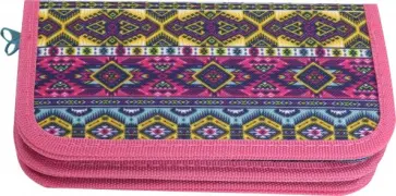 Пенал 2 отделения ЯРКИЕ УЗОРЫ ткань (ПН-2045) обложка книги