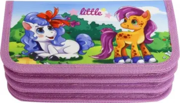 Пенал 3 отделения МАЛЕНЬКИЕ ПОНИ-1 ткань (ПН-5948) обложка книги