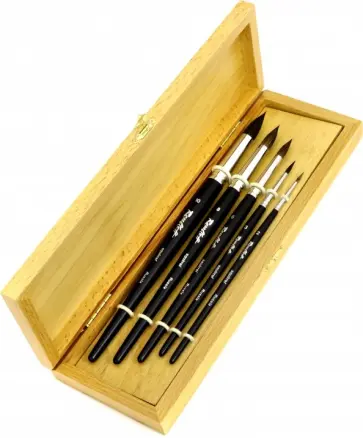 Набор кистей (5 штук, белка, в шкатулке) (Набор №1) обложка книги