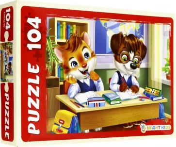 Puzzle-104 "Bright Kids. Котенок и щенок" (П104-6788) обложка книги