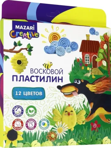 Пластилин 12 цветов восковой (M-2146-12) обложка книги