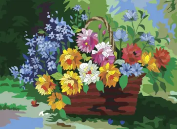 Картина по номерам с акриловыми красками "Цветы в корзине", А3 (661615) обложка книги