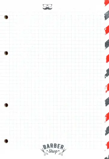 Блок сменный для тетрадей на кольцах 120 листов, клетка "Barbers" (N1683) обложка книги