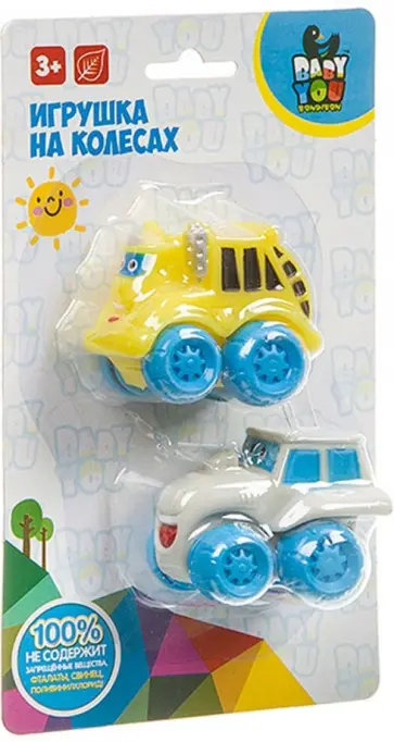 Набор машинок на колесах 2 штуки в ассортименте (ВВ3426) обложка книги