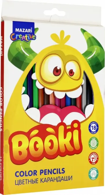Карандаши цветные "BOOKI" (18 цветов, пластик) (M-6168-18) обложка книги