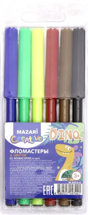 Фломастеры 6 цветов "DINO" (M-5073-6) обложка книги