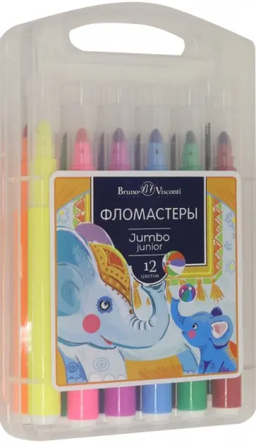 Фломастеры утолщенные 12 цветов "JUMBO JUNIOR" (32-0033) Фломастеры утолщенные 12 цветов "JUMBO JUNIOR" (32-0033) обложка книги