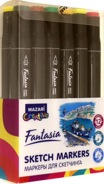 Маркеры для скетчинга двусторонние "Fantasia" (12 цветов, цвета осени) (M-5035/M-15020-12) обложка книги