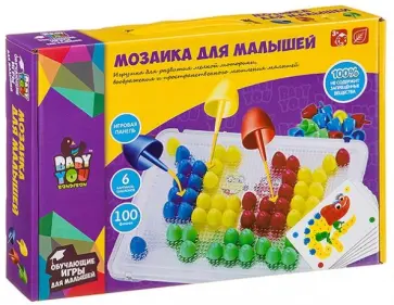 Мозаика (6 картинок-шаблонов, 100 фишек) (ВВ3746) обложка книги