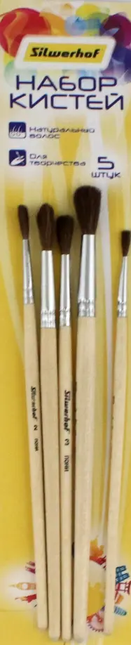 Набор кистей Солнечная коллекция, 5 штук, № 1-5, пони, круглые обложка книги